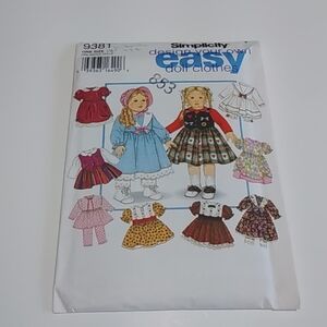 Simplicity Easy Doll Clothes #9381 One Size Pattern for an 18" Doll